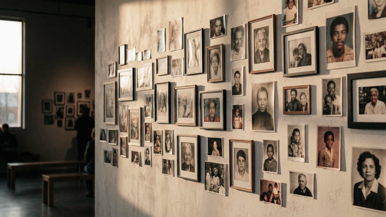 Gallery wall of diverse portraits — every perspective captures something real