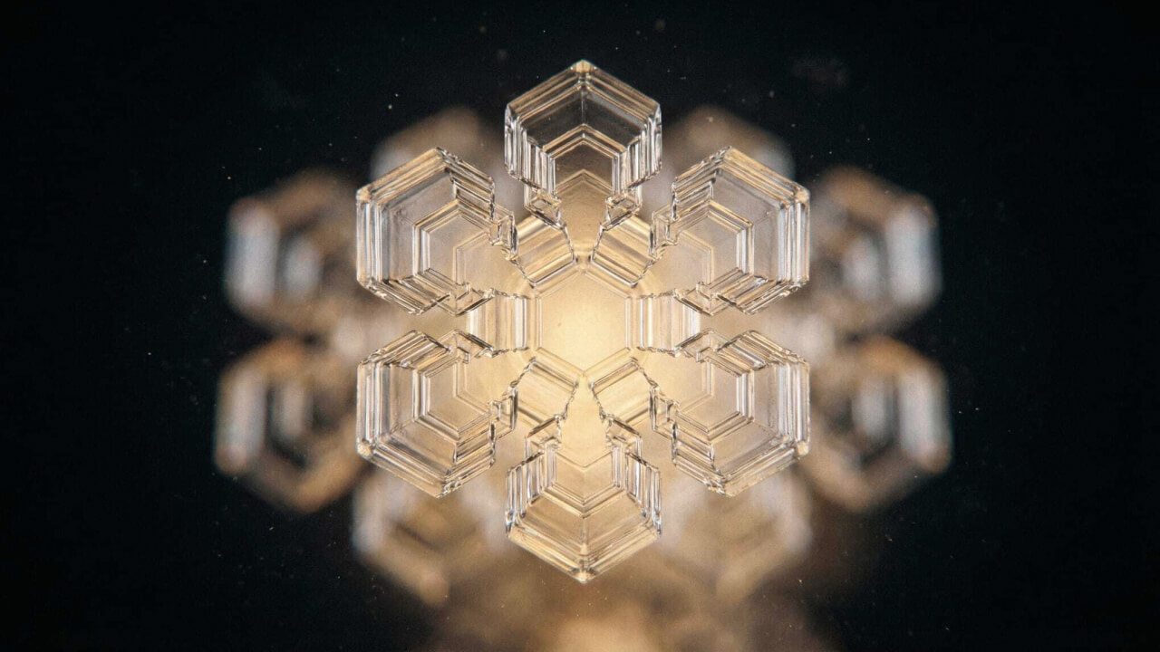 Snowflake crystal in sharp detail — the precise structure of natural values